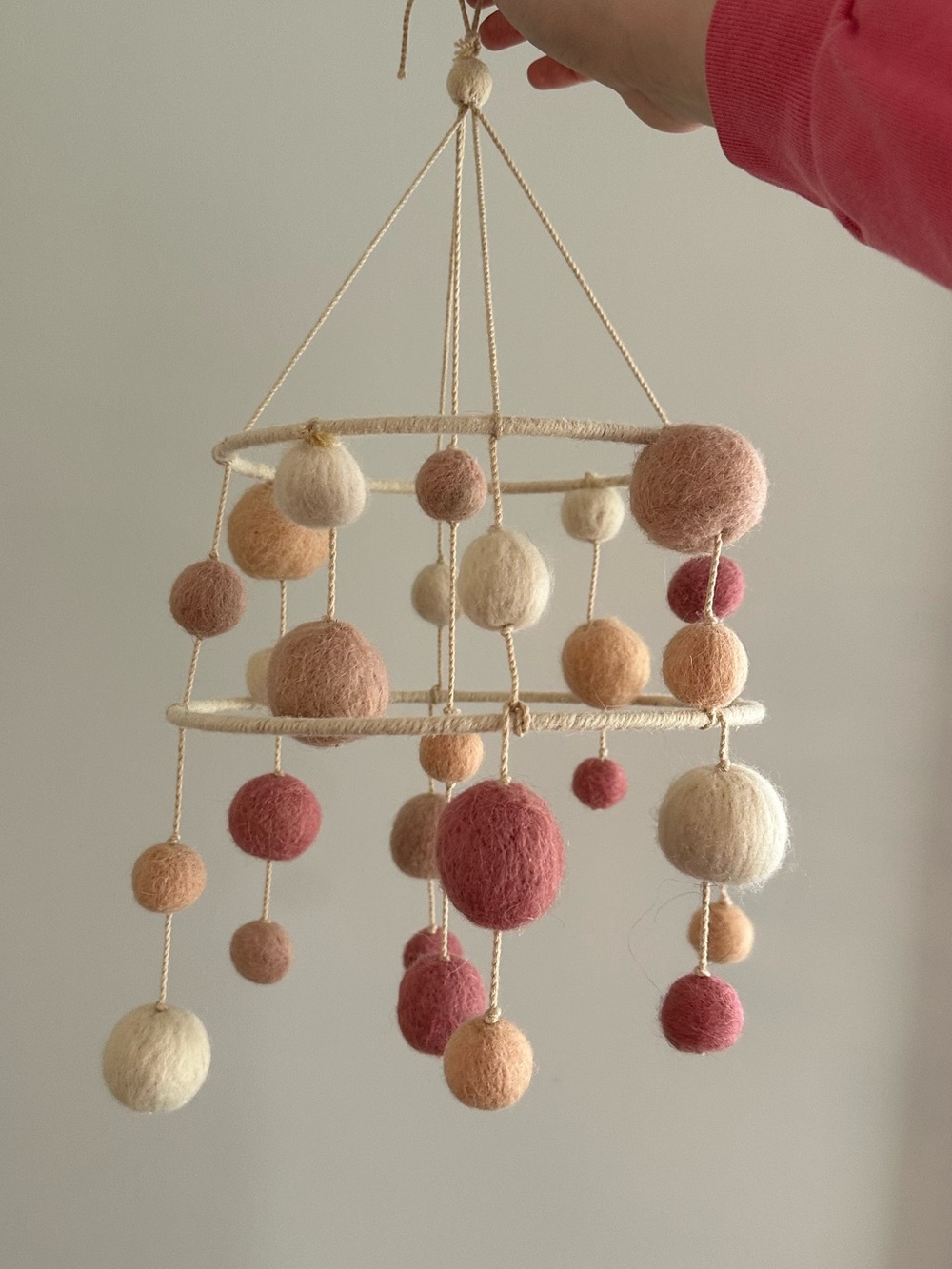 Felted wool baby mobile